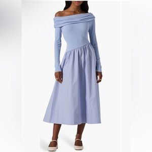 Elegant Off-Shoulder Blue Dress